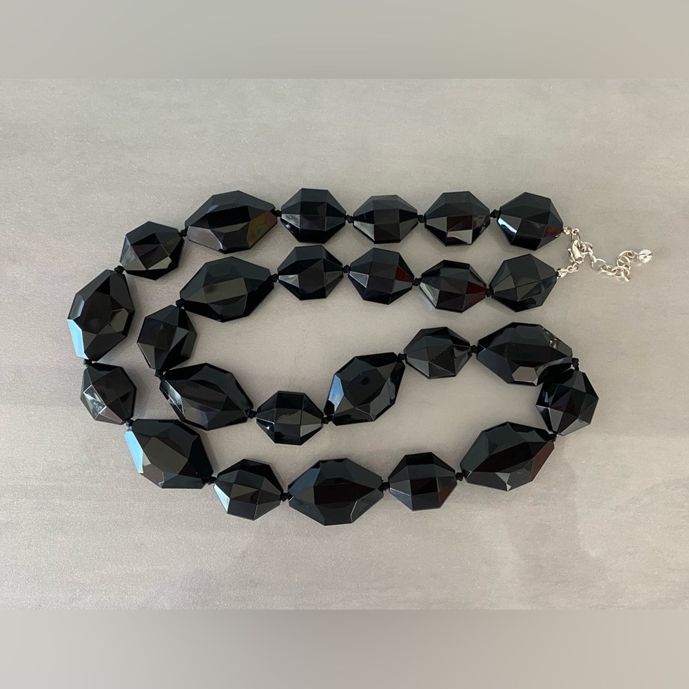 Adjustable Chunky Black-Beaded Statement Necklace - image 5